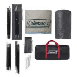 Coleman 6-Person Cabin Tent With Screened Porch, Evergreen -Outland Supply 2000035607 Coleman 2020 US Overhead 18Stakes