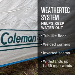 Coleman 6-Person Cabin Tent With Enclosed Weatherproof Screened Porch, Evergreen -Outland Supply 2000035607 Congaree ATF 3 1 1