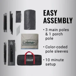 Coleman 6-Person Cabin Tent With Screened Porch, Evergreen -Outland Supply 2000035607 Congaree ATF 6 1