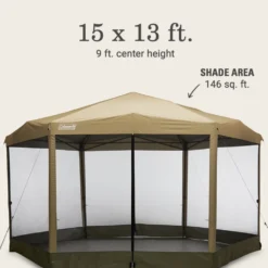 Coleman Back Home™ 15 X 13 Screen Canopy Tent -Outland Supply 2156412 ShelterBackhome15x13 LightOak ATF7
