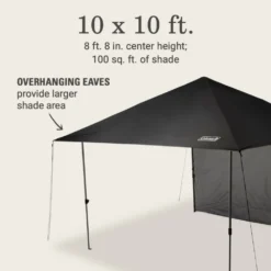 Coleman OASIS™ Lite 10 X 10 Canopy With Sun Wall -Outland Supply 2156421 OasisLite10x10CanopySunWallBlack ATF5