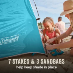 Coleman Skyshade™ Small Compact Beach Shade, Caribbean Sea -Outland Supply Coleman 2000037508 Skyshade CaribbeanSea ATF5